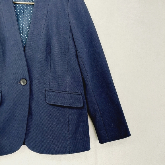 New Talbots Navy Cotton/ Nylon One Button Blazer P6972 - Picture 4 of 9